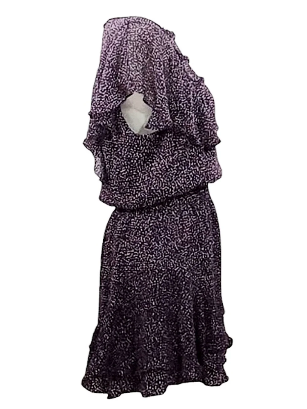 Parker Ruffle Silk Mini Dress in Funfetti Purple Size Small
